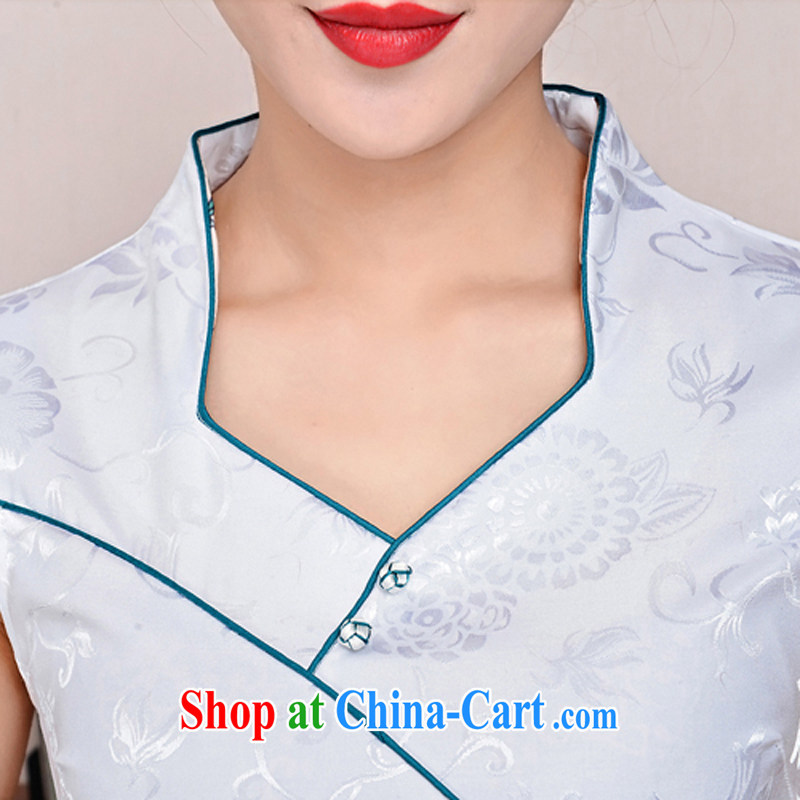 The sub-cabinet dresses summer pack and dress in summer older female summer, short-sleeved qipao improved short skirt low on the truck load mother dresses White Peacock peony flowers XXL, western sub-cabinet, and shopping on the Internet