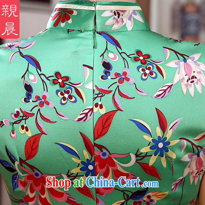pro-am day 2015 new spring and summer stylish silk retro improved short high sauna beauty Silk Cheongsam Short M, pro-am, shopping on the Internet