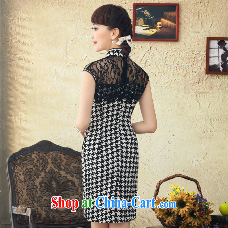 once and for all and fatally jealous dance the lace cheongsam dress retro elegant cheongsam dress spring and summer new improved stylish beauty black 2XL, fatally jealous once and for all, and, on-line shopping
