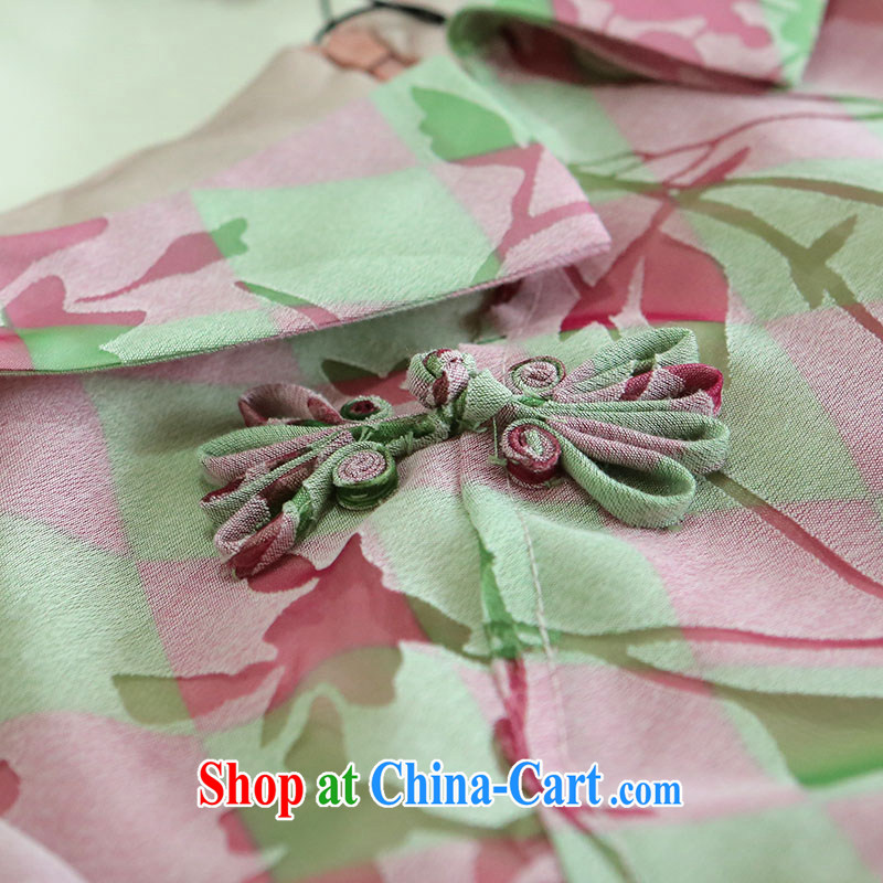 once and for all and fatally jealous flowers new cheongsam dress and elegant 2015 spring and summer dresses skirts improved stylish beauty pink L, fatally jealous once and for all, and, on-line shopping