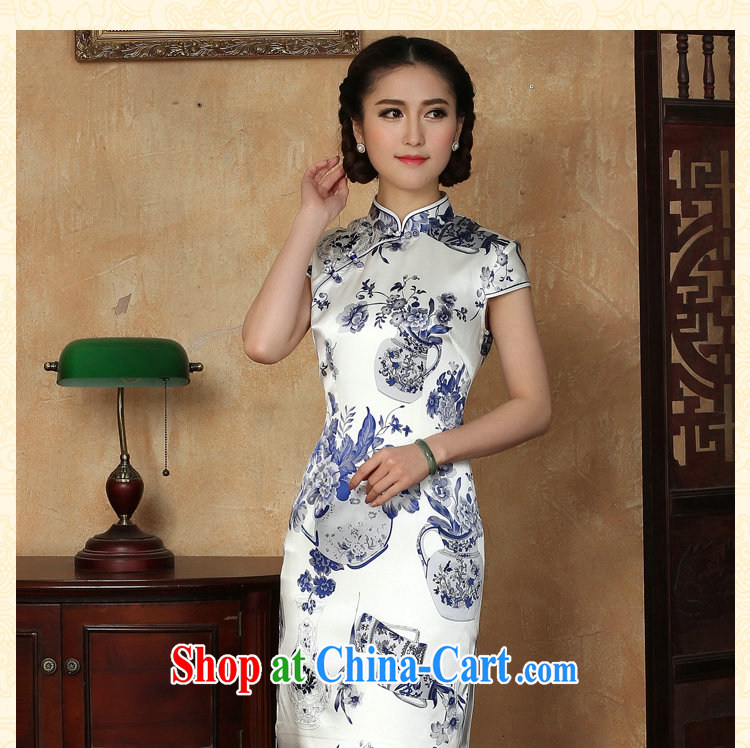 Dan smoke summer new dress robes silk Chinese improved, for blue and white porcelain, silk and comfortable short cheongsam dress in figure 3XL pictures, price, brand platters! Elections are good character, the national distribution, so why buy now enjoy more preferential! Health