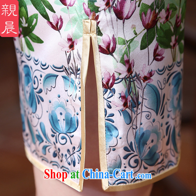 pro-am 2015 new daily standard sauna silk retro short, stylish beauty improved spring and summer Silk Cheongsam short 2 XL, and the pro-am, and shopping on the Internet