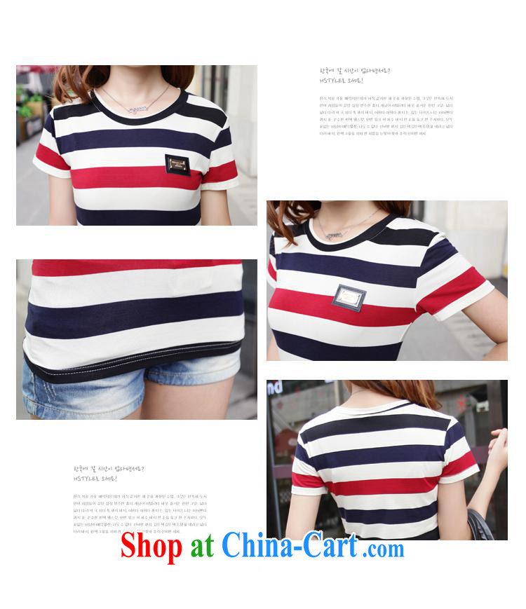 Qin Qing store #summer new Korean female and stylish 100 cultivating ground graphics thin stripes short sleeve shirt T solid shirt stripes XL pictures, price, brand platters! Elections are good character, the national distribution, so why buy now enjoy more preferential! Health