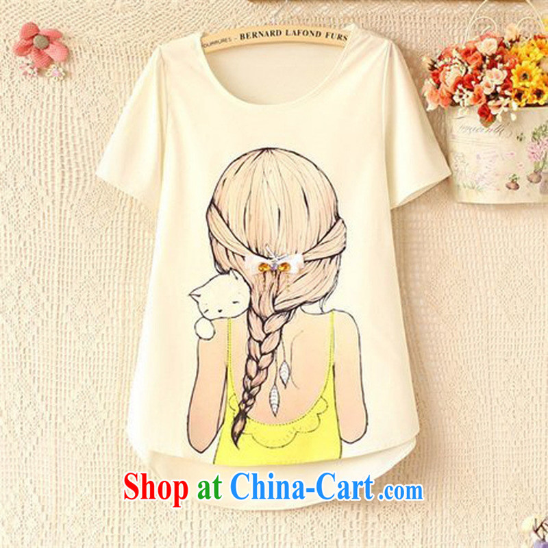 Qin Qing store summer 2015 new female Korean version 100 ground beauty pattern stamp round-collar short-sleeve girls snow woven shirts T pension #beauty ribbon XL, GENYARD, shopping on the Internet