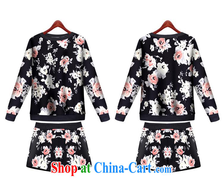 Qin Qing store 2015 spring new European and American thick MM long-sleeved round neck stamp T pension leisure shorts two pack picture color XXL pictures, price, brand platters! Elections are good character, the national distribution, so why buy now enjoy more preferential! Health
