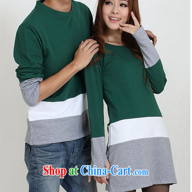 Deloitte Touche Tohmatsu store sunny fall couples with long-sleeved Korean female long couples skirt solid couples with green men XXL, GENYARD, shopping on the Internet
