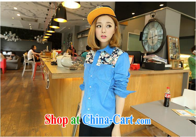 Qin Qing Store months The New floral stitching long-sleeved retro couples with corduroy shirt denim blue XXL pictures, price, brand platters! Elections are good character, the national distribution, so why buy now enjoy more preferential! Health