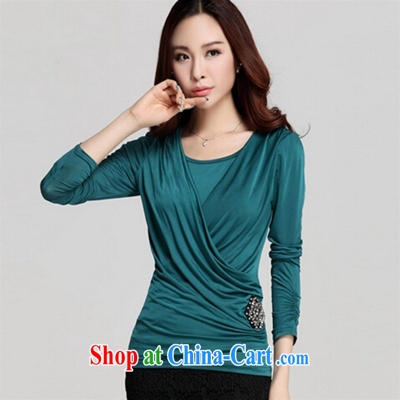 Qin Qing store _only_ Autumn and replace the code T-shirt long-sleeved high-end solid T-shirt girls round collar plain colored T-shirt T-shirt black XXXL