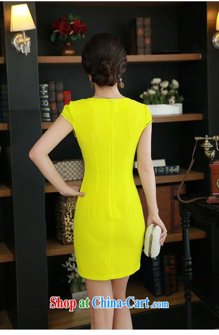 QueensMakings summer 2015 new round-collar improved retro short cheongsam dress stylish beauty dress QM 15 110 yellow XXL pictures, price, brand platters! Elections are good character, the national distribution, so why buy now enjoy more preferential! Health