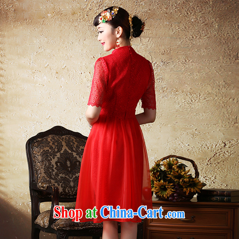proverbial hero once and for all, Mr NGAN Kam-chuen 2015 spring and summer new lace bridal cheongsam dress Chinese Dress bride toast with red XL, fatally jealous once and for all, and, on-line shopping