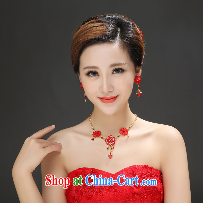 The color is still Windsor special new bridal suite link bridal necklace 3-Piece wedding accessories accessories are red, the color is still Windsor, shopping on the Internet