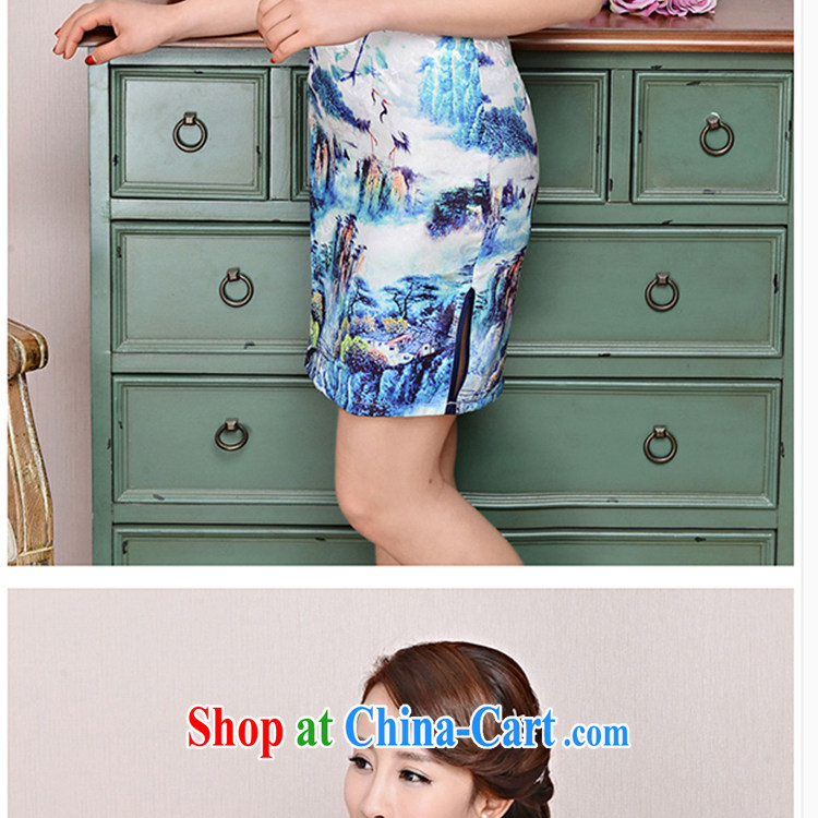 Refreshing new Ethnic Wind elegant low the forklift truck serving toast improved cheongsam dress summer T-shirt dresses female black collar, crane figure XXL pictures, price, brand platters! Elections are good character, the national distribution, so why buy now enjoy more preferential! Health