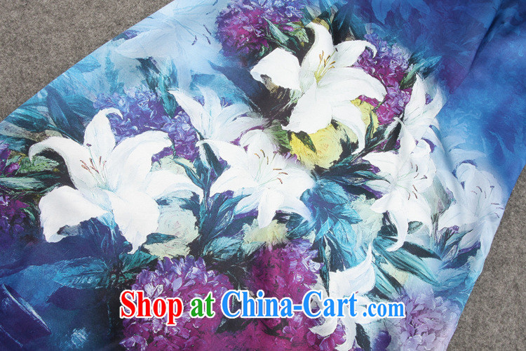 She made the 2015 summer new, older mothers dresses elegance silk cultivation stamp cheongsam blue XXL pictures, price, brand platters! Elections are good character, the national distribution, so why buy now enjoy more preferential! Health