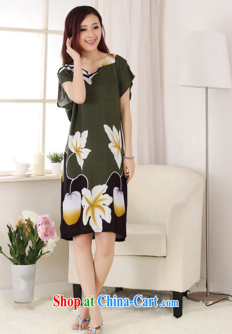 spend the summer with new female Chinese pajamas V collar hand-painted cotton, long, loose short-sleeved bathrobe dresses - A pickles green are code pictures, price, brand platters! Elections are good character, the national distribution, so why buy now enjoy more preferential! Health
