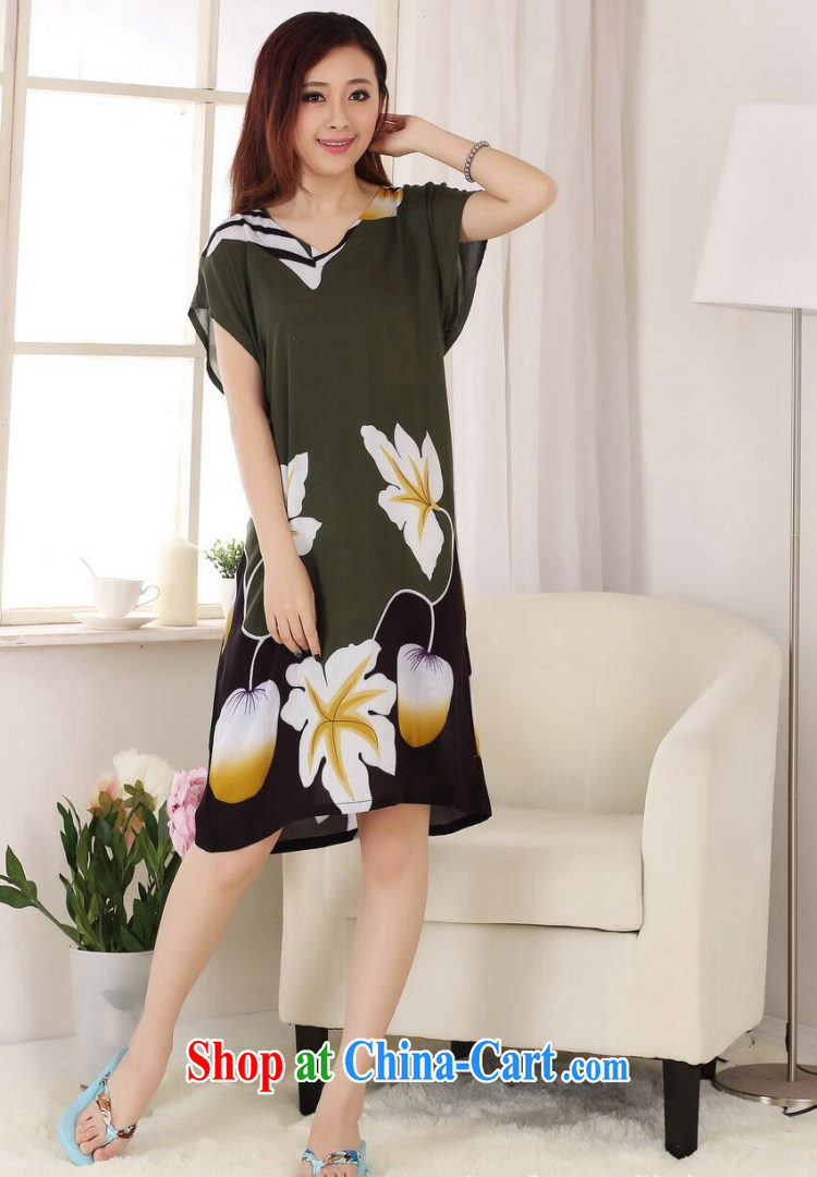spend the summer with new female Chinese pajamas V collar hand-painted cotton, long, loose short-sleeved bathrobe dress blue lake are code pictures, price, brand platters! Elections are good character, the national distribution, so why buy now enjoy more preferential! Health