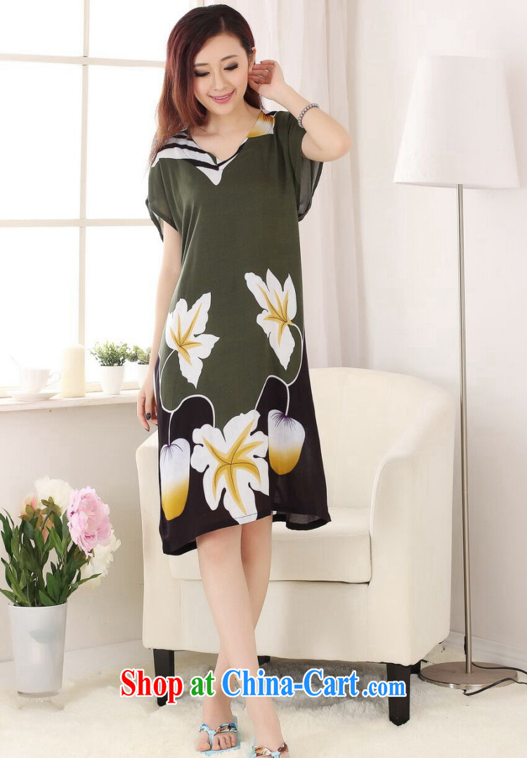 spend the summer with new female Chinese pajamas V collar hand-painted cotton, long, loose short-sleeved bathrobe dress blue lake are code pictures, price, brand platters! Elections are good character, the national distribution, so why buy now enjoy more preferential! Health
