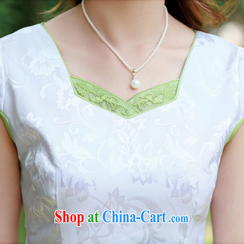The European site dresses 2015 new summer women cheongsam dress short-sleeved beauty stamp National wind package and skirt 8896 Green lotus XXXL, Elizabeth Gil (SHAJINI), online shopping