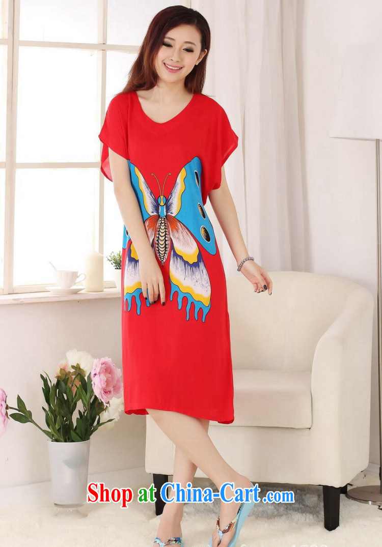 Dan smoke Tang replace pajamas ladies summer new V collar hand-painted cotton, long, short-sleeved bathrobe dresses of red, code pictures, price, brand platters! Elections are good character, the national distribution, so why buy now enjoy more preferential! Health