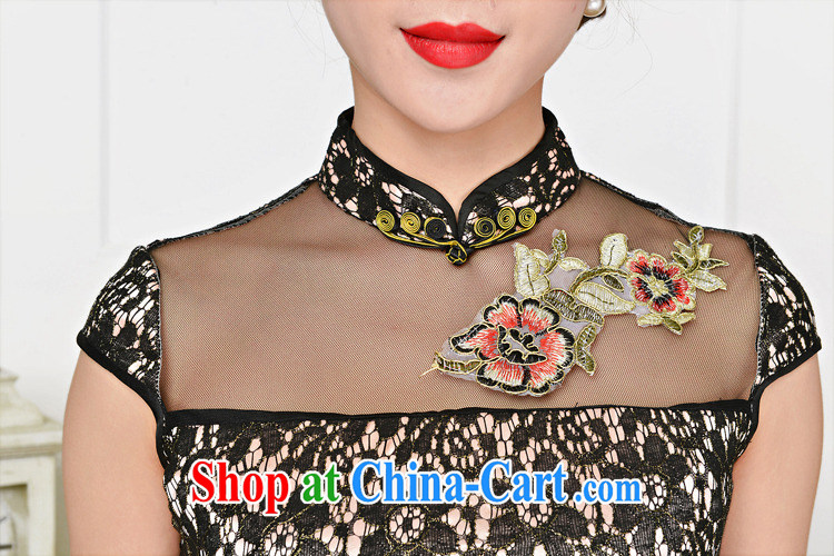 Hot beautiful lady 2015 new spring sleeveless of Korea, Retro improved cheongsam plain-color daily qipao cheongsam dress black lace peony flowers XXL pictures, price, brand platters! Elections are good character, the national distribution, so why buy now enjoy more preferential! Health
