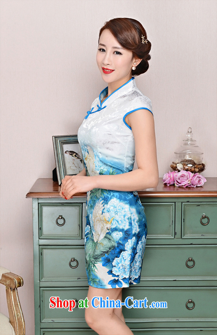 Hot beautiful lady 2015 spring and summer new, improved and stylish dresses daily short-sleeved beauty graphics thin ethnic wind cheongsam dress blue-collar, small bird figure XXL pictures, price, brand platters! Elections are good character, the national distribution, so why buy now enjoy more preferential! Health