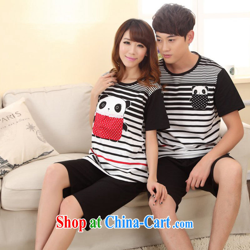 Badminton World new cotton short sleeve with black and white Panda couples replace pajamas clothes FA R 1013 6620 black XL, Badminton World, shopping on the Internet
