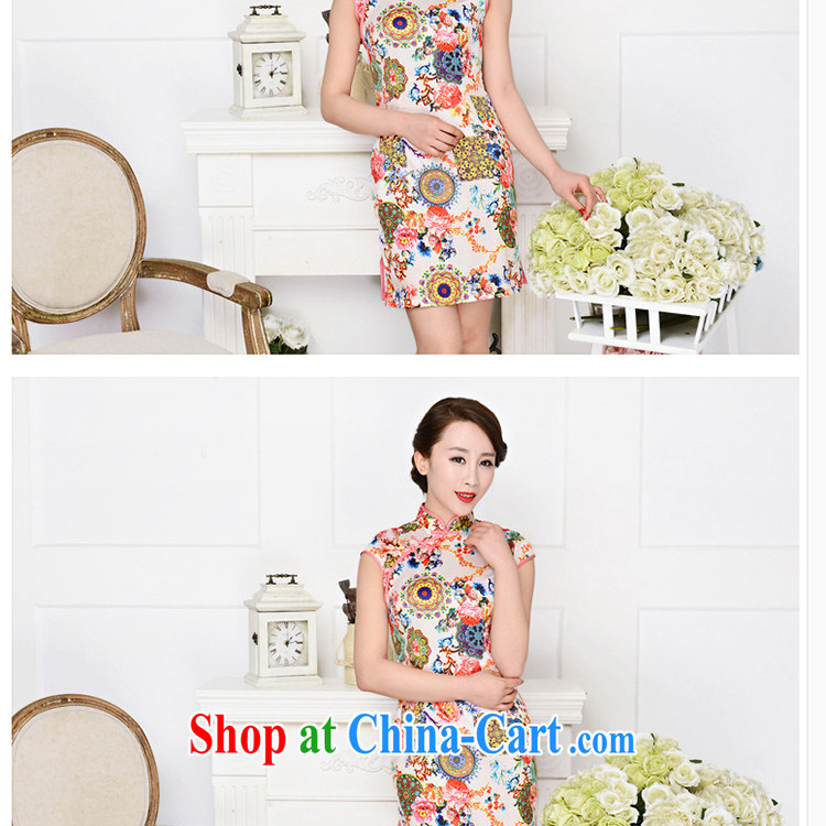 The stone new Ethnic Wind and elegant low the forklift truck serving toast improved cheongsam dress summer T-shirt dresses girls pink white-collar peony flowers M pictures, price, brand platters! Elections are good character, the national distribution, so why buy now enjoy more preferential! Health