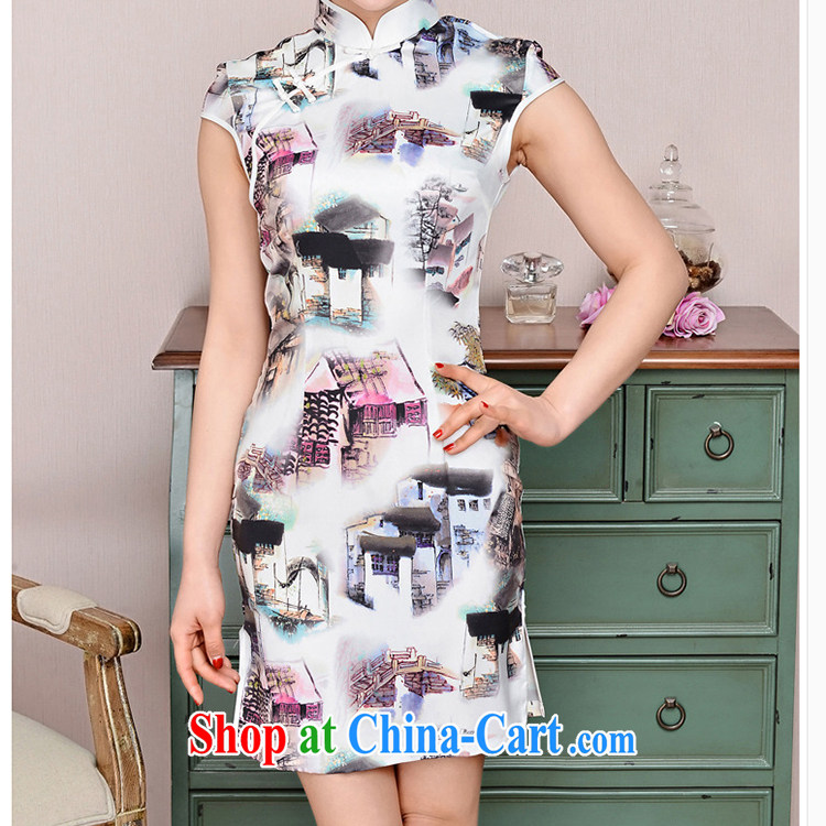 The stone new Ethnic Wind and elegant low the forklift truck serving toast improved cheongsam dress summer T-shirt dresses girls pink white-collar peony flowers M pictures, price, brand platters! Elections are good character, the national distribution, so why buy now enjoy more preferential! Health