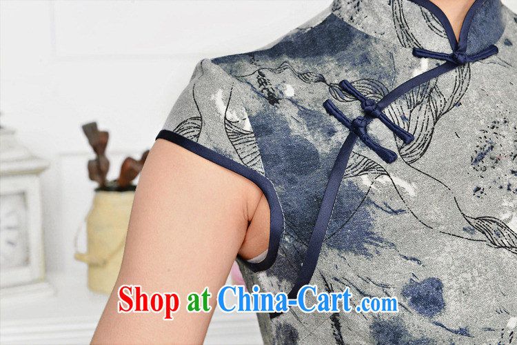 Hot beautiful lady 2015 new cheongsam dress stylish and refined antique cheongsam dress, in spring summer collections dresses blue collar Tibetan blue XXL pictures, price, brand platters! Elections are good character, the national distribution, so why buy now enjoy more preferential! Health