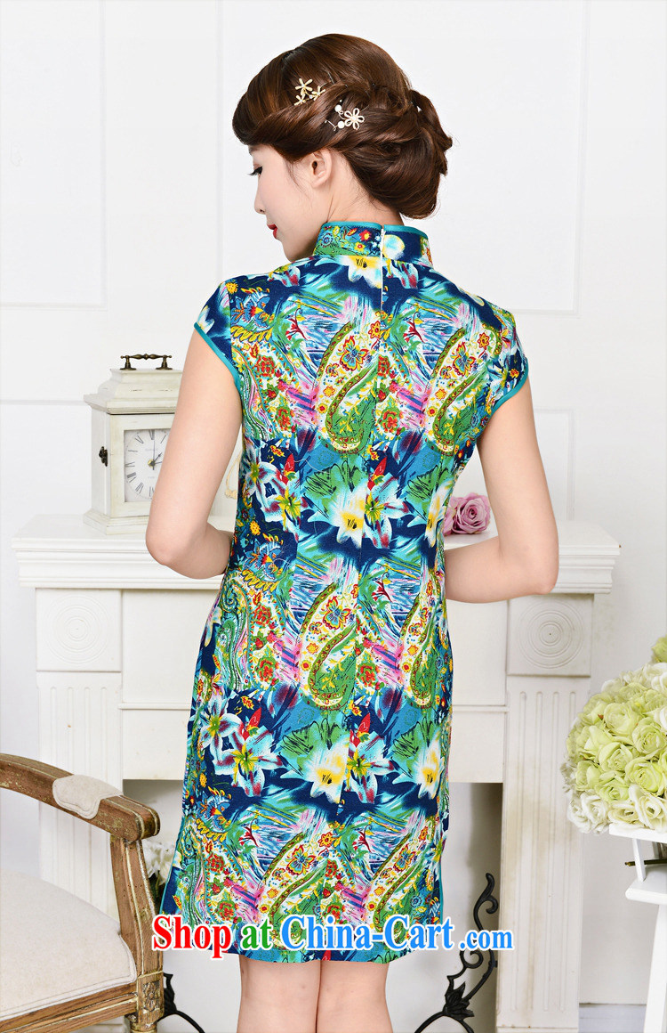 Hot beautiful lady 2015 new cheongsam dress stylish and refined antique cheongsam dress, in spring summer collections dresses blue collar Tibetan blue XXL pictures, price, brand platters! Elections are good character, the national distribution, so why buy now enjoy more preferential! Health