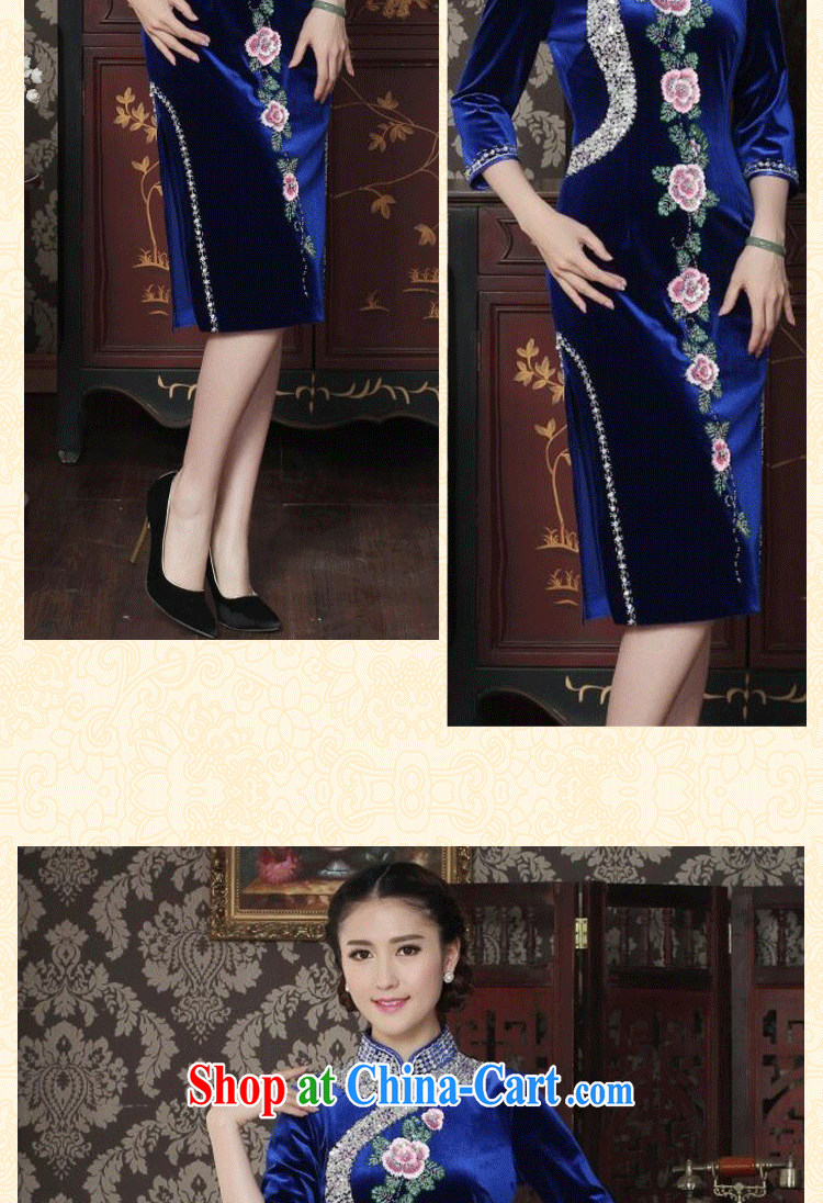 Dan smoke cheongsam dress Chinese improved, for wool manually the pearl elegant cheongsam embroidered banquet outfit cuff royal blue 2 XL pictures, price, brand platters! Elections are good character, the national distribution, so why buy now enjoy more preferential! Health