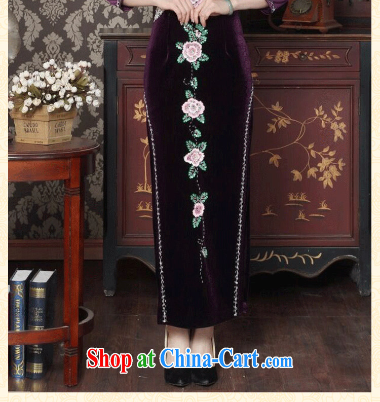 Dan smoke female cheongsam Chinese wool manually the pearl elegant qipao Chinese improved embroidered banquet dresses long dresses purple 3XL pictures, price, brand platters! Elections are good character, the national distribution, so why buy now enjoy more preferential! Health