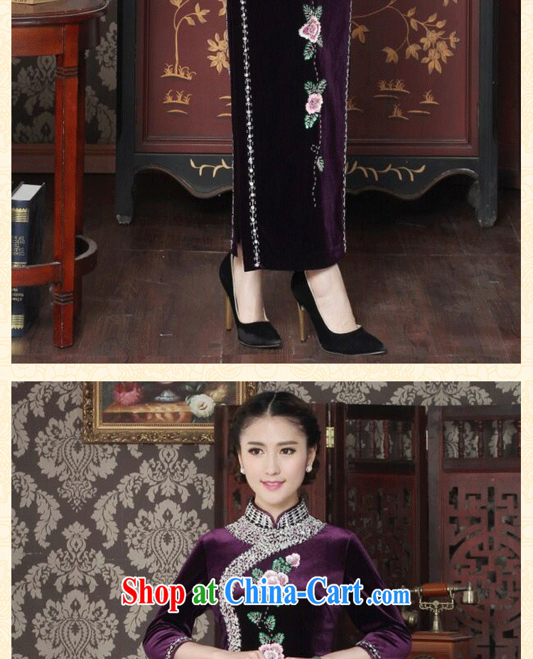 Take the female cheongsam Chinese wool manually the pearl elegant qipao Chinese improved embroidered banquet dresses long dresses purple 3XL pictures, price, brand platters! Elections are good character, the national distribution, so why buy now enjoy more preferential! Health