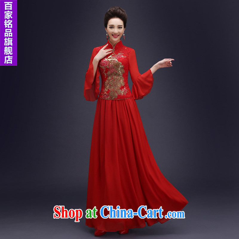 Spring 2015 New Long cheongsam dress bridal Wedding Gown toasting retro improved dresses Soo Wo service Red. size 5 - 7 day shipping
