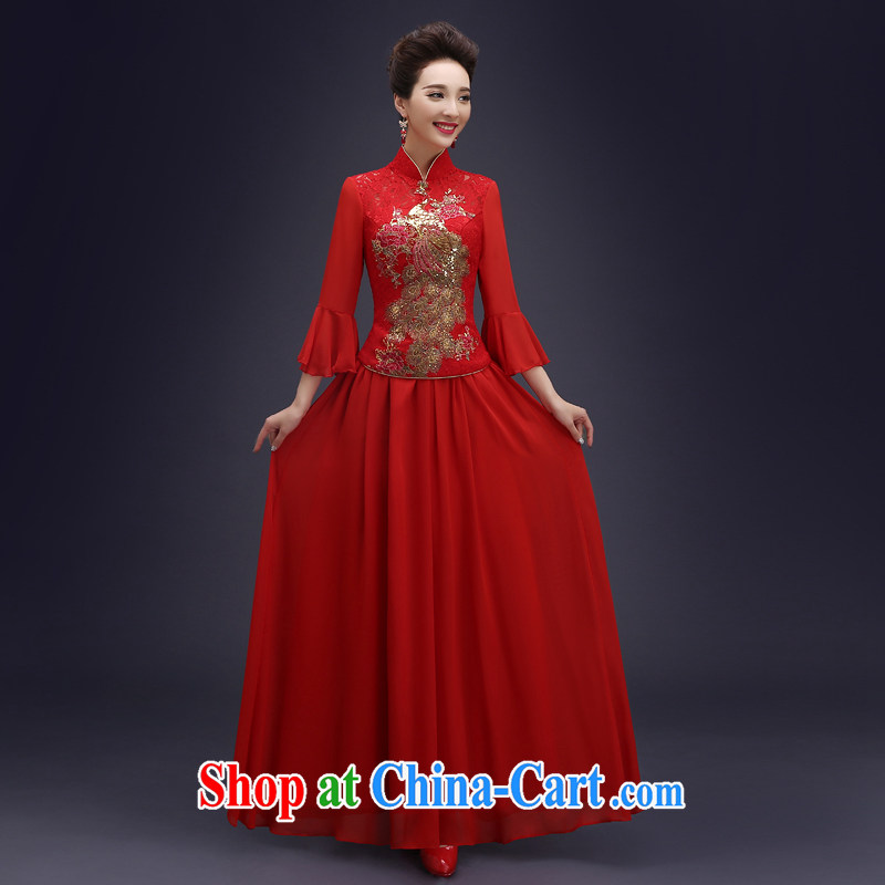Spring 2015 New Long cheongsam dress bridal Wedding Gown toasting retro improved dresses Soo Wo service Red. size 5 - 7 Day Shipping, 100 Ka-ming, and shopping on the Internet