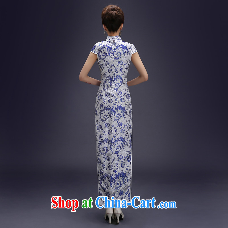 Blue and white porcelain cheongsam dress spring 2015 new improved stylish daily long, the forklift truck cheongsam dress dresses beauty blue suit on the truck L, 100 Ka-ming, and shopping on the Internet