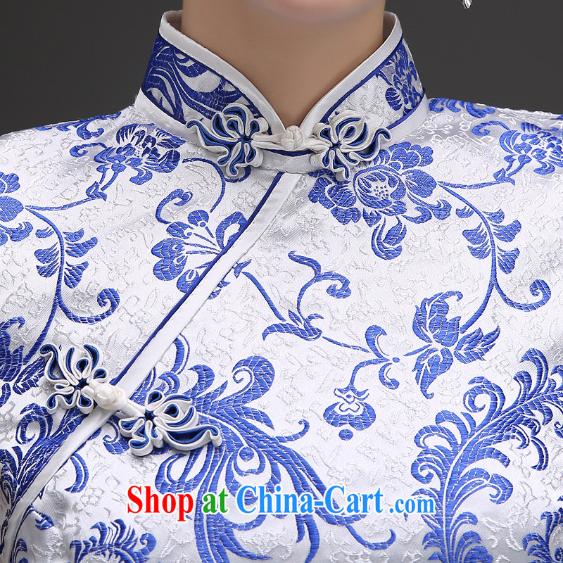 Blue and white porcelain cheongsam dress spring 2015 new improved stylish daily long, the forklift truck cheongsam dress dresses beauty blue suit on the truck L, 100 Ka-ming, and shopping on the Internet