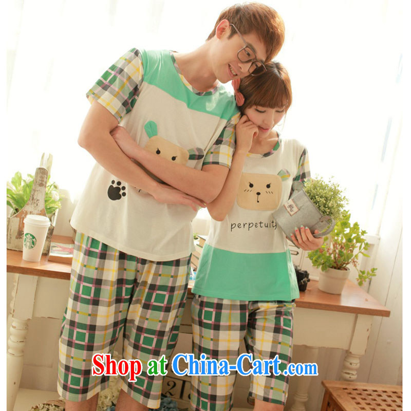 Badminton World new cotton short-sleeved small dog cartoon couples replace pajamas clothes FA R 1013 6619 green L, badminton world, shopping on the Internet