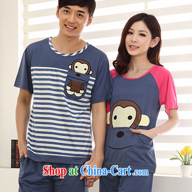 Badminton World new cotton short-sleeved monkey cartoon couples package with clothes FA 1013 - 6644 R blue XL, badminton world, shopping on the Internet