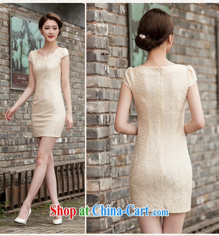 Mr. Kaplan 2015 spring and summer new, lace cheongsam improved stylish beauty dress Openwork hook flower embroidery PL 1106 yellow XL pictures, price, brand platters! Elections are good character, the national distribution, so why buy now enjoy more preferential! Health