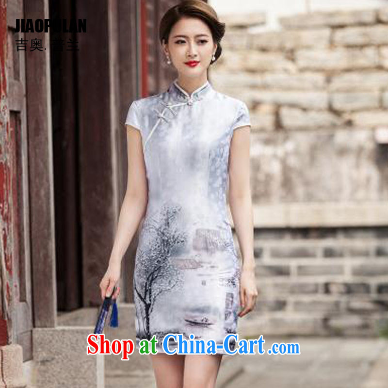Mr. Kaplan 2015 spring and summer New Classic short-sleeved cheongsam dress retro fashion China wind everyday, qipao PL 1107 S paintings, Mr. KAPLAN (JIAOPULAN), shopping on the Internet