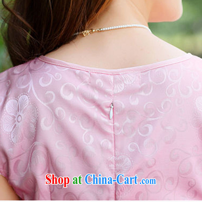 Nest, summer 2015 the new female-waist stamp retro improved short-sleeve package and cheongsam dress green peony flower XXL, nests, and shopping on the Internet