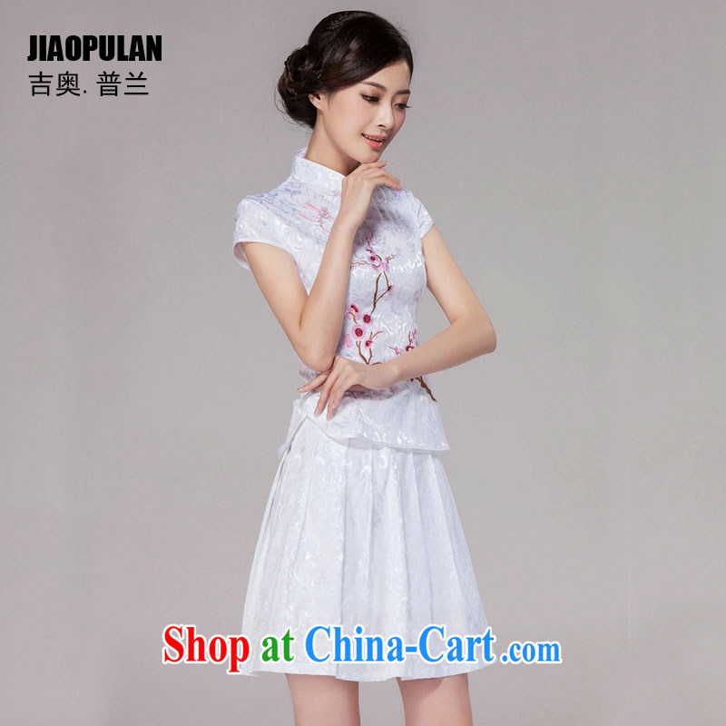 Mr. Kaplan 2015 spring and summer New Tang with improved daily cheongsam dress retro style modern two-piece load PL 1125 white XL, Mr. Kaplan (JIAOPULAN), shopping on the Internet