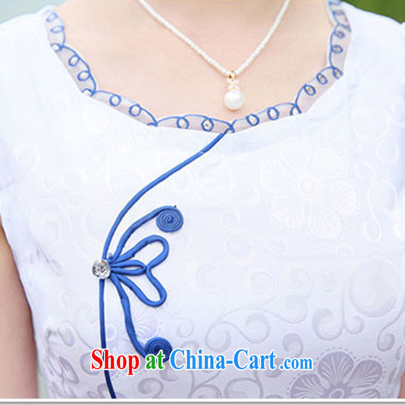Nest, summer 2015 the new, blue and white porcelain short-sleeved cultivating cheongsam dress, spend XXL, nests, and shopping on the Internet
