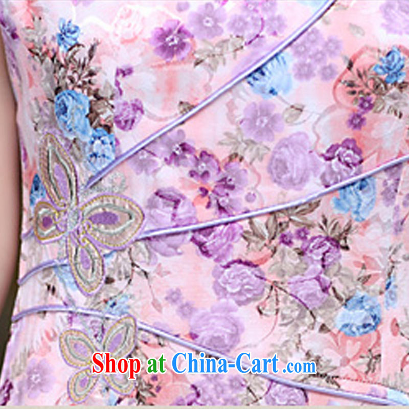XUAN FENG 2015 summer new Korean Beauty package the need for floral embroidered Stylish retro ladies short-sleeve cheongsam dress purple XL, XUAN FENG (xuanfeng), and, on-line shopping