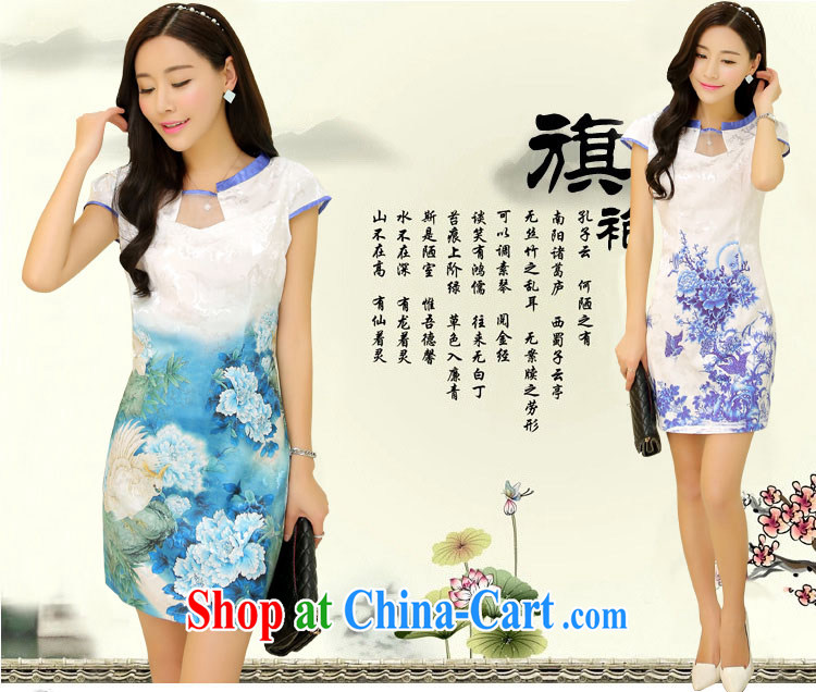 XUAN FENG 2015 summer new Korean beauty with digital printing Web yarn stitching and stylish women's clothing retro short sleeve cheongsam dress light purple Magpies XL pictures, price, brand platters! Elections are good character, the national distribution, so why buy now enjoy more preferential! Health