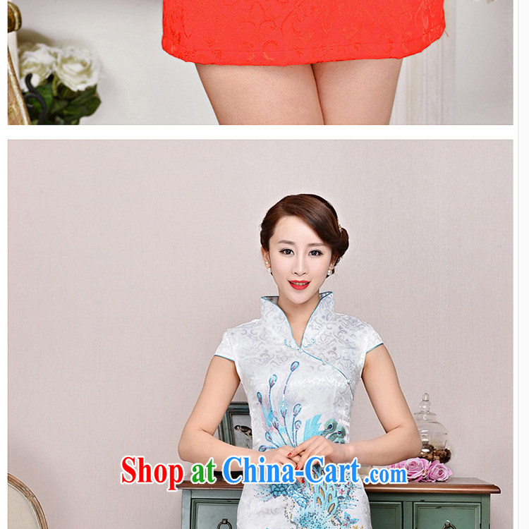 The stone new Ethnic Wind and elegant low the forklift truck serving toast improved cheongsam dress summer T-shirt dresses female white Phoenix orchids M pictures, price, brand platters! Elections are good character, the national distribution, so why buy now enjoy more preferential! Health