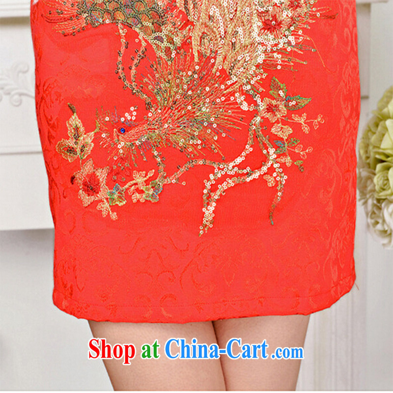 Refreshing new Ethnic Wind elegant low the forklift truck serving toast improved cheongsam dress summer T-shirt dresses female red phoenix spend M, refreshing, and shopping on the Internet