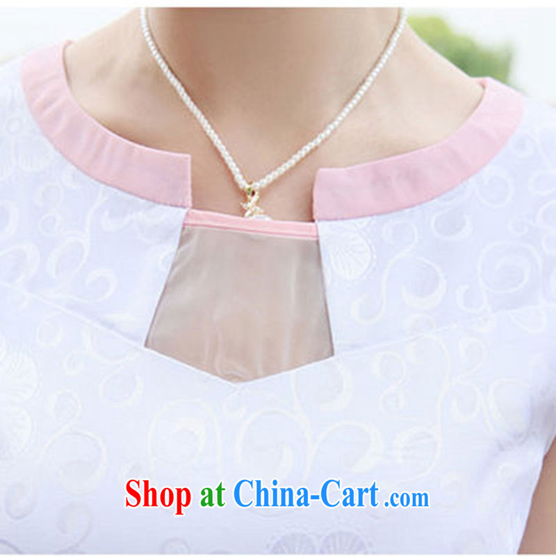Nest, summer 2015 new women's clothing graphics thin improved package and a short-sleeved the waist stamp antique cheongsam dress pink peony flowers XXL, nests, and shopping on the Internet