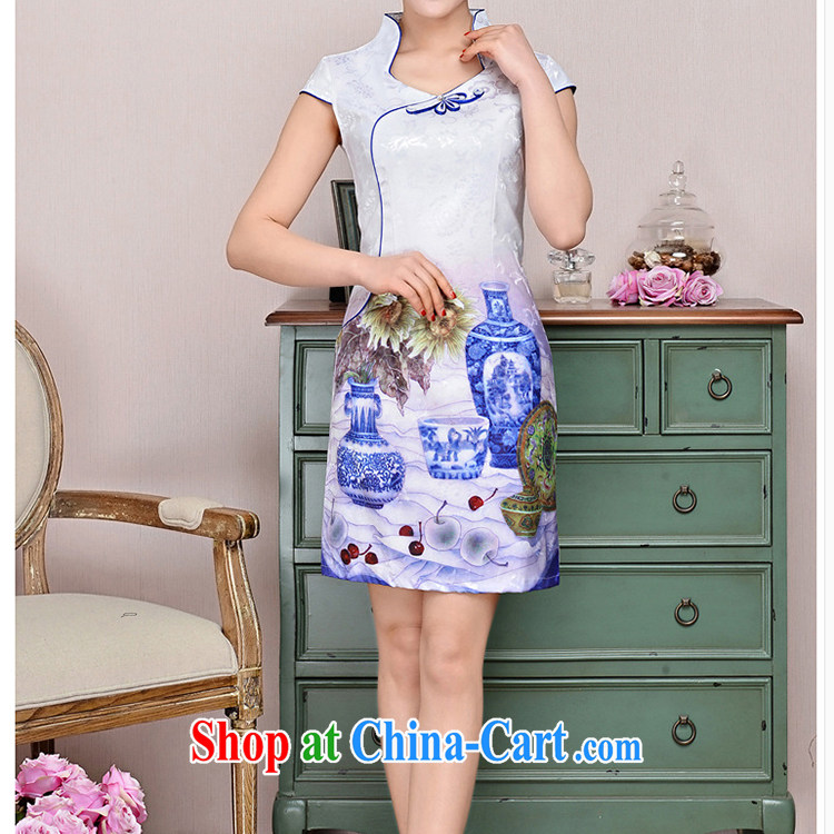 Refreshing new Ethnic Wind and elegant low the forklift truck serving toast improved cheongsam dress summer T-shirt dresses female white porcelain was XXL pictures, price, brand platters! Elections are good character, the national distribution, so why buy now enjoy more preferential! Health
