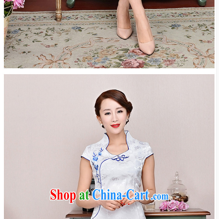 The new nation, the elegant low the forklift truck serving toast improved cheongsam dress summer T-shirt dresses female white, small flowers M pictures, price, brand platters! Elections are good character, the national distribution, so why buy now enjoy more preferential! Health